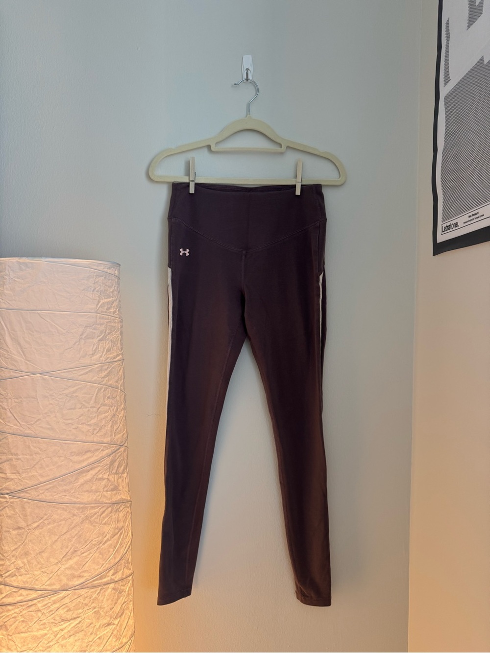 Under Armour Women's Purple Taupe Leggings with White Side Stripe